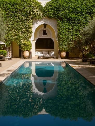 size: 32x24in Photographic Print: Swimming pool of Villa des Orangers hotel, Marrakesh, Morocco : Fine Art Amazing Swimming Pools, Living Pool, Diy Swimming Pool, Pool Landscape Design, Marrakesh Morocco, Modern Landscape Design, Backyard Pool Landscaping, Modern Pools, Dream Pools