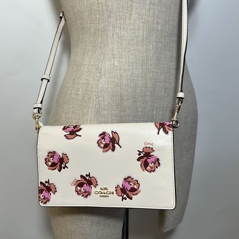 Coach Floral Leather Hayden Foldover Crossbody Brand New With Tags Removable Strap Can Be Used As A Clutch ( Mark Up Front Pictured) Coach Floral, Bags Coach, Coach Crossbody, Coach Crossbody Bag, Emergency Kit, Types Of Bag, Coach Bags, Crossbody Bags, Pink White