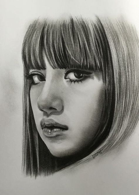 Sketch Of Lisa Blackpink, How To Draw Blackpink Lisa, Lisa Drawing Sketch, Lisa Drawing Blackpink, Drawing Lisa Blackpink, Photo For Sketch, Lisa Blackpink Drawing, Blackpink Lisa Drawing, Face Drawings Sketches