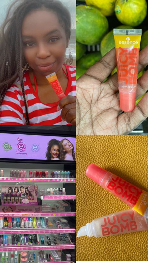 Make up, lip gloss, essence Essence Juicy, Juicy Bomb, Tropical Twist, Trendy Makeup, Papaya, Lip Gloss, Cruelty Free, Beauty Products, Essence