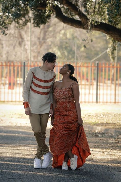 Designed Outfits, African Inspired Wedding, South African Traditional Dresses, Couples African Outfits, African Bridal Dress, African Weddings, African Traditional Wedding Dress, African Wedding Attire, Shweshwe Dresses