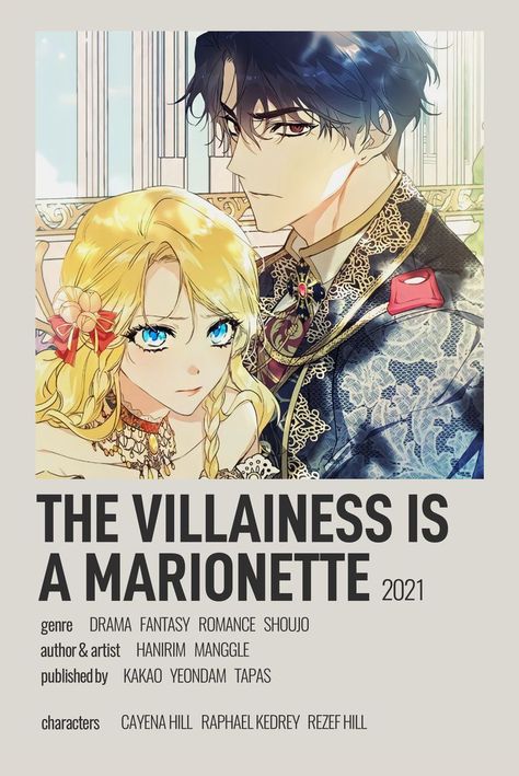 Manhwa Poster, Historical Romance Manga, The Villainess Is A Marionette, Villainess Is A Marionette, Bahasa Jepun, Best Romance Anime, Arte Sailor Moon, Anime Suggestions, Follow Me Instagram