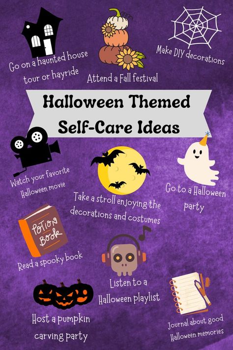 Spooky Self Care, Halloween Self Care, Halloween Routine, Halloween Activity Ideas, Halloween Spa, Bullet Journal Halloween, Spooky Summer, Halloween Date, Classic Holiday Decor