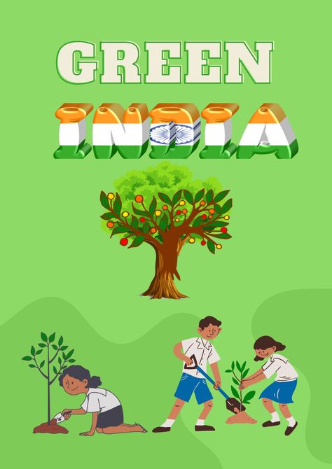 It was launched in 2014 by the Ministry of Environment, Forests and Climate Change with the goal of increasing the forest cover of the country from 23% to 33%. Green India Mission Poster, Words For Students, Clean India, India Poster, Green Revolution, Poster Drawing, Blouse Neck, Pastel Green, Pastel Aesthetic