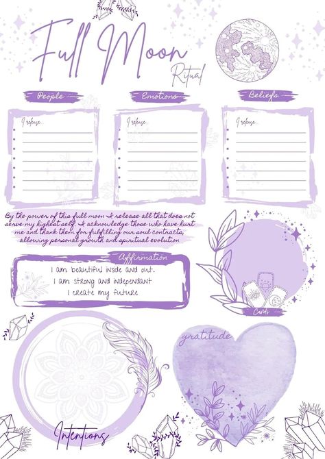 Spell Template, Ritual Journal, Bullet Journal Topics, Witch Planner, Witchy Planner, Moon Ritual, Moon Journal, Grimoire Book, Full Moon Ritual