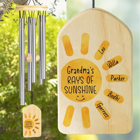 PRICES MAY VARY. Gifts for Grandma: The wind chimes for grandma gifts that engraved “Grandma's RAYS OF SUNSHINE” and can be customized with the name, perfect for birthday gifts for grandma, Mother's Day gifts ideas or personalized gifts for grandma. Grandma Gifts: This personalized wind chime is a wonderful gift, every time it blows in the wind and makes a melodious tone, it's like showing your love for your grandma. Reminding your beautiful grandma that your love for her is always and forever. Kids Homemade Gifts For Grandparents, Small Gift For Mom, Gifts For Mom Sentimental, Hand Made Gifts For Grandparents, Grandma Signs With Grandkids Names, Creative Gifts For Grandparents, Grandkids Gifts To Grandparents, Great Grandma Birthday Gifts, Thoughtful Gifts For Grandparents