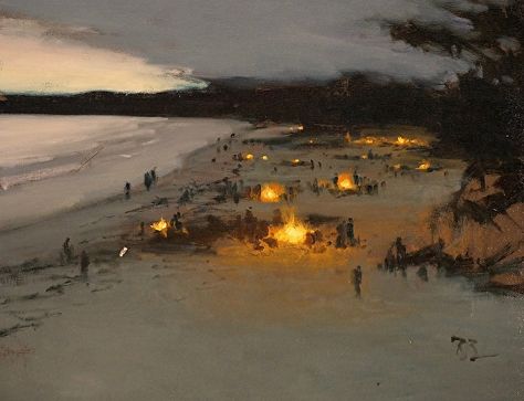 Brian Blood - Beach Party Carmel- Oil - Painting entry - June 2016 | BoldBrush Painting Competition Beach Fire, Moonlight Painting, John Wilson, Arts Stream, Painting Competition, Paintings I Love, Night Painting, Plein Air Paintings, Beach Painting