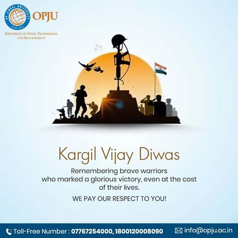 Let us salute all our soldiers who are brave and protect us day and night. Let us remember their struggle and hard work on this day. Kargil Vijay Diwas 2023. #OPJU #kargilvijaydiwas #indianarmy #kargil #india #indianairforce #indianarmylovers #indiannavy #kargilwar #indian #bharat #vandematram #bsf #bharatmatakijai #crpf #paracommando #cisf #indianflag #indianarmyfans #jayhind Vijay Diwas Creative Ads, Kargil Vijay Diwas Creative, Kargil Vijay Diwas Creative Ads, Kargil Diwas, Dental Health Week, Indian Armed Forces, Kargil Vijay Diwas, Vijay Diwas, Geography For Kids