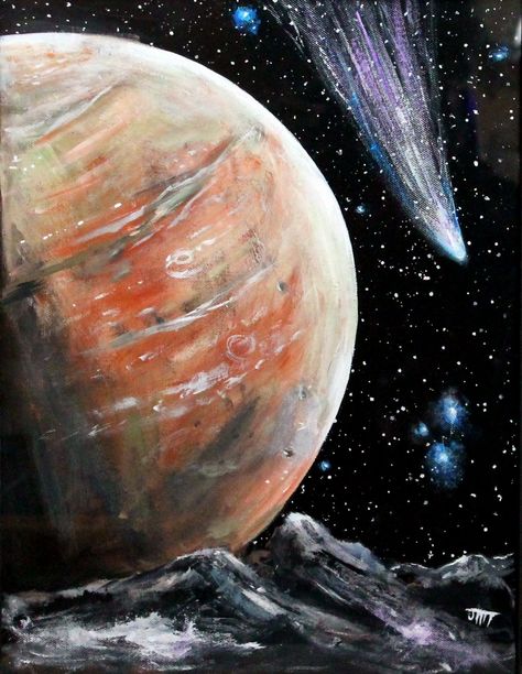 Alien Planet Acrylic on 12" x 16" canvas sheet Spray Paint Artwork, Planet Painting, Space Painting, Cosmic Art, Planets Art, Alien Planet, Spray Paint Art, Galaxy Painting, Galaxy Art