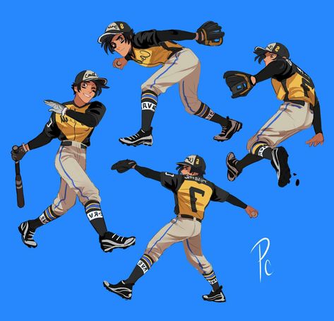 princecanary@twitter Baseball Poses Drawing, Baseball Character Design, Prince Canary, Baseball Poses, Baseball Cartoon, 캐릭터 드로잉, Amazing Drawings, Character Poses, Character Design Male