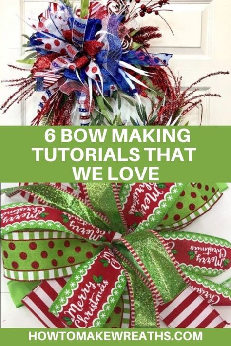 Easy Bows, Making Bows For Wreaths, Halloween Swag, Bow Making Tutorials, Christmas Bows Diy, Make Bows, Homemade Bows, Christmas Wreath Bows, Christmas Homescreen