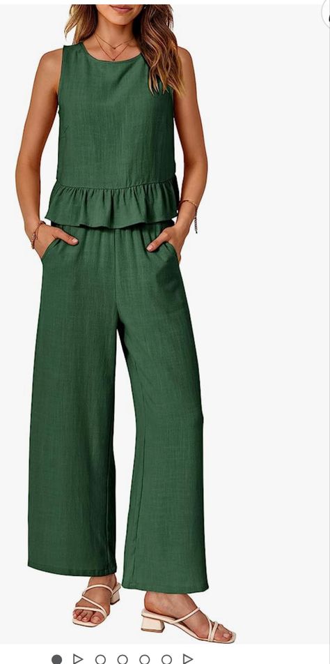 Casual two piece outfit Sleeveless Suit, Traje Casual, Top And Pants Set, Wide Leg Cropped Pants, Sleeves Clothing, Weave Style, Casual Suit, Pantalon Large, Round Neck Tops