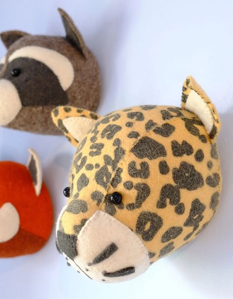 Fiona Walker Leopard Head Mini | Dress up | Monsoon Global. Felt Animal Heads, Fiona Walker, Leopard Head, Bamboo Canes, Playful Decor, Musical Toys, Little Monkeys, Boiled Wool, Animal Heads