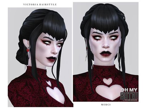 Oh My Goth Sims 4 Cc, Sims 4 Cc Goth, Vampire Hair, Cc Folder, Pelo Sims, Gothic Hairstyles, Sims 4 Cc Makeup, Goth Hair, Sims 4 Cc Folder