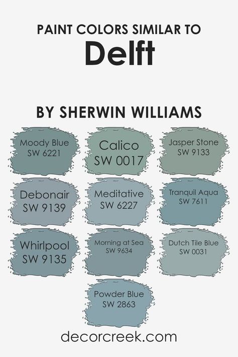 Colors Similar to Delft SW 9134 by Sherwin Williams Dutch Tile Blue, Dutch Tiles, Trim Colors, Modern Farmhouse Exterior, Moody Blues, Farmhouse Exterior, Color Pairing, Jasper Stone, Coordinating Colors