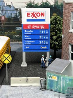 HO-1112v14 / 1:87 HO Scale Model Exxon Gas Station Price Sign | #4716640154 Loves Gas Station, Beany And Cecil, Price Sign, Shell Gas Station, Ho Scale Buildings, Price Signs, California Pottery, Gas Prices, Box Car