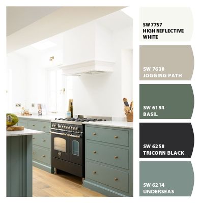 Paint colors from ColorSnap by Sherwin-Williams Kitchen Cabinet Inspiration, Kitchen Cabinet Trends, Bold Kitchen, Devol Kitchens, Green Kitchen Cabinets, Hill Interiors, New Kitchen Cabinets, Classic Kitchen, Studio Kitchen