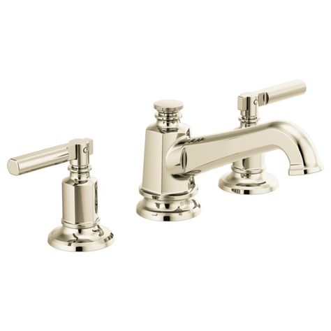 Invari® | Widespread Lavatory Faucet with Angled Spout - Less Handles 1.2 GPM Brizo Invari, Bathroom Build, Shower Columns, Waterfall Faucet, Bar Faucets, Shower Drains, Widespread Bathroom Faucet, Custom Shower, Lavatory Faucet