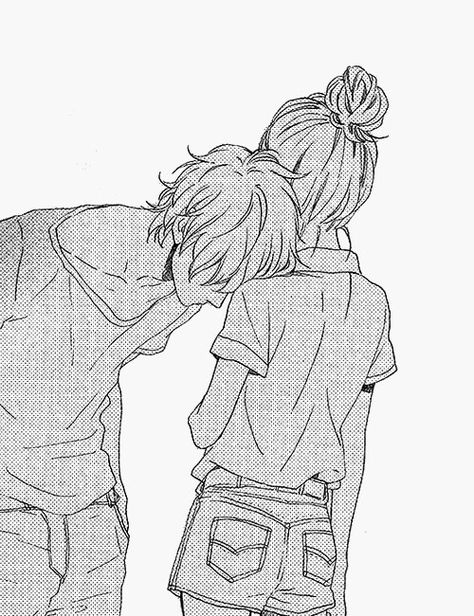 I died. This is so sweet. He's not kissing her or hugging her or saying romantic poems.This one silent gesture conveys how much he loves her, and it's adorable. Manga Couple, Cute Couple Drawings, Manga Couples, Shoujo Manga, Manga Love, Anime Love Couple, Arte Fantasy, Couple Drawings, Anime Couples Manga