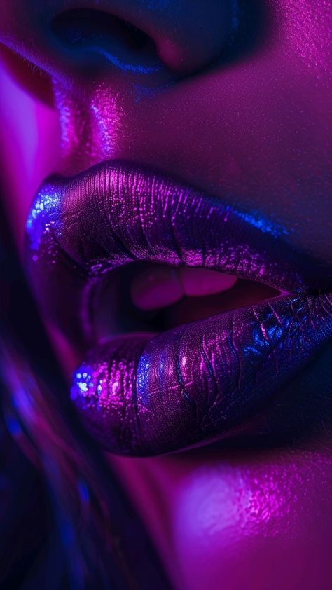 Human Eye Drawing, Dark Purple Lipstick, Lips Wallpaper, Aesthetic Colour, Pretty Lips, Neon Lips, Pink And Black Wallpaper, Lip Art Makeup, Gangsta Tattoos