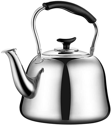 ZHOUXIAO Tea Kettle for Stove Top Whistling, Polished Mirror-Finish Stainless Steel Tea Kettle Tea pots,4 Liter Tea Kettle with Heat-Resistant Ergonomic Handle Black (4L) Clean Kettle, Iced Tea Maker, Stovetop Kettle, Stainless Steel Kettle, Home Office Colors, Whistling Tea Kettle, Tea Kettles, How To Clean Mirrors, Vinegar And Water