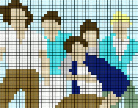 One Direction Alpha Pattern, One Direction Pixel Art, One Direction Crochet, Small Alpha Patterns, Kawaii Cross Stitch, Melty Bead Patterns, Pearl Beads Pattern, Perler Bead Templates, Pixel Drawing