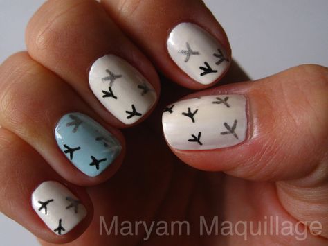 They are either birds or airplanes, either way its cute! Wintry Nails, Bird Footprint, Sinful Colors Nail Polish, Snow Nails, Western Nails, Super Cute Nails, Nail Time, Gel Nails Diy, Sinful Colors