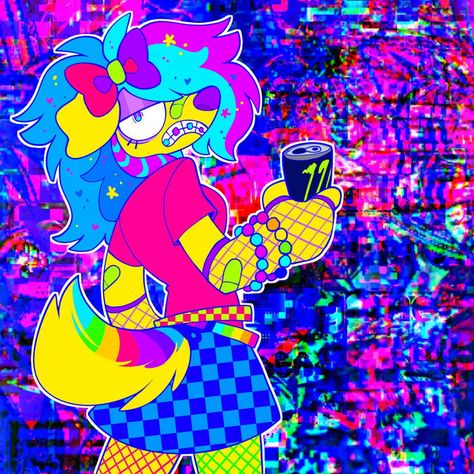 Scenecore Art, Eyestrain Art, Emo Art, Bright Art, Scene Emo, Scene Art, Art Tools Drawing, Art Prompts, Rainbow Art