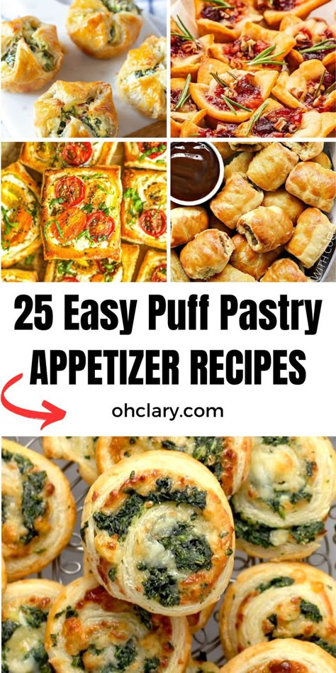 25 Best Puff Pastry Snacks and Appetizers for Every Occasion: Whether you're hosting a holiday party or simply craving a delicious snack, these 25 puff pastry appetizers are the best choice. With options ranging from savory to sweet, you'll find the perfect bite for any occasion. Pastry Snacks, Puff Pastry Recipes Appetizers, Puff Pastry Appetizer, Puff Pastry Snacks, Puff Pastry Recipes Savory, Savory Puff Pastry, Snacks And Appetizers, Puff Pastry Appetizers, Pastry Appetizer