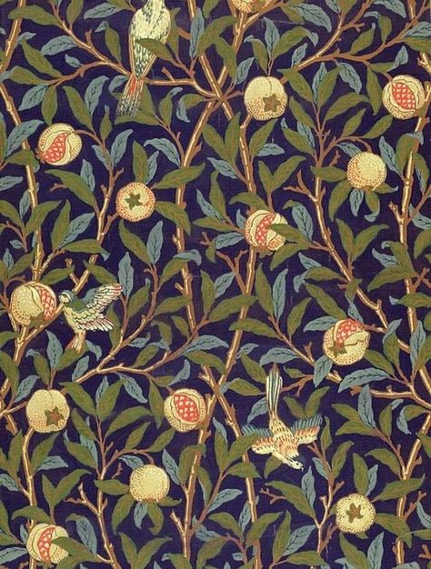 Fruit Wallpaper Pattern, Arts And Crafts Interiors, Wallpaper Design Pattern, William Morris Wallpaper, Arts And Crafts Storage, William Morris Patterns, Morris Design, Arts And Crafts For Teens, Morris Wallpapers