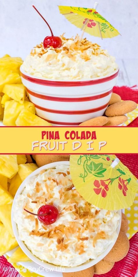 Easy Fruit Dip, Pina Colada Drinks, Homemade Cherry Pies, Dessert Dip, Fruit Dips Recipes, Pineapple And Coconut, Homemade Snickers, Fruit Cookies, Easy Dessert Recipe