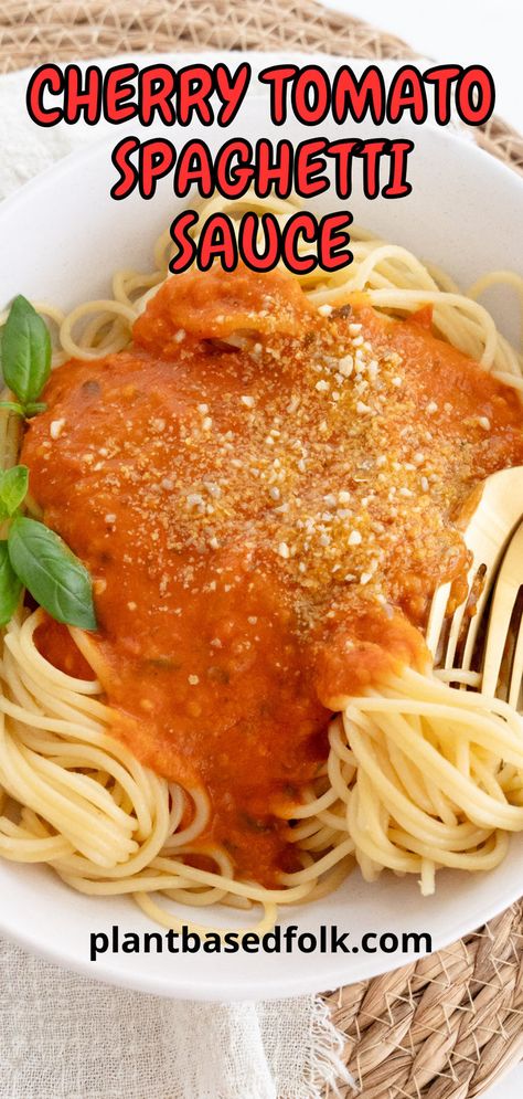 cherry tomato spaghetti sauce on top of spaghetti in a bowl Cherry Tomato Spaghetti Sauce, Homemade Sauce For Pasta, Cherry Tomato Spaghetti, Easy Spaghetti Sauce, Tomato Spaghetti, Homemade Pasta Sauce, Homemade Pasta Dough, Pasta With Alfredo Sauce, Best Macaroni Salad