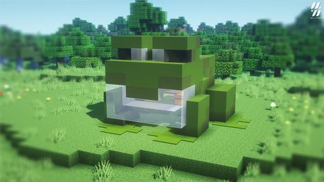 Minecraft Frog House Ideas, Minecraft Frog Building Ideas, Frog Terrarium Minecraft, Frog Minecraft Build, Frog Sanctuary Minecraft, Minecraft 1.19 Builds, Frog Statue Minecraft, Frog House Minecraft, Minecraft Frog Pond