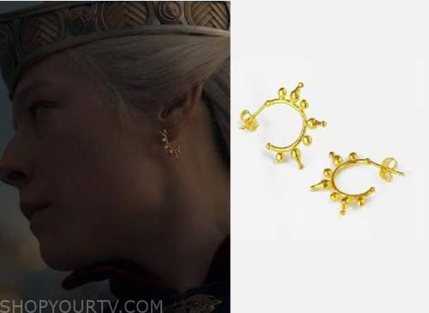 House of the Dragon: Season 1 Episode 10 Rhaenyra's Gold Earrings Rhaenyra Targaryen Earrings, House Of The Dragon Earrings, House Of The Dragon Jewelry, Tv Show House, Game Of Thrones Outfits, Dragons Clothes, Where To Buy Clothes, Dragon Jewelry, Teenager Outfits