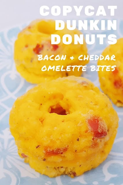 Copycat Dunkin Donuts Bacon and Cheddar Omelette Bites #mealplanning #copycat Dunkin Donuts Copycat Donut Recipes, Bacon And Cheddar Egg Bites, Omelette Bites Mini Omelets, Copycat Dunkin Donuts Egg Bites, Dunkin Donuts Egg Bites Recipe, Dunkin Egg Bites, Dunkin Donuts Copycat Recipes, Mini Omlette Bites, Omelette Bites Recipe