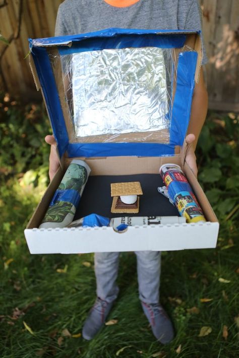 Kids Summer Science: Pizza Box Solar Oven « The Kitchen Pantry Scientist Solar Thermal Energy, Kitchen Science, Solar Oven, Local Pizza, Summer Science, Solar Thermal, Black Construction Paper, Pizza Boxes, Thermal Energy