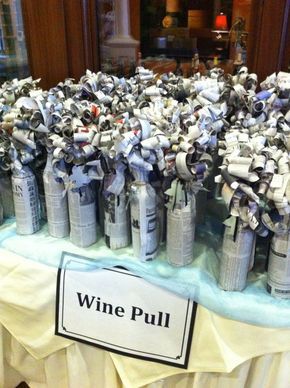 Wine raffle idea-Have a few expensive bottles mixed with cheaper wines  New twist. Great fundraiser idea! Wine Raffle, Casa Rock, Mishloach Manos, Wine Pull, Fete Ideas, Auction Basket, Stag And Doe, Raffle Basket, Auction Baskets