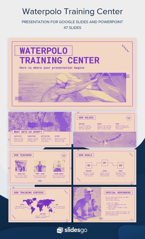 Waterpolo Training Center Cool Presentation Design, Google Slides Design, Graphic Design Presentation, Mẫu Power Point, Design Slide, Presentation Slides Design, Presentation Deck, Powerpoint Slide Designs, Presentation Design Layout