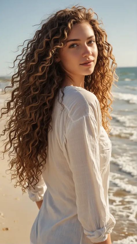 22 Stunning Beach Hairstyles for Summer: Sun-Kissed Balayage & Dutch Braids Beach Blonde Highlights, Easy Beach Hairstyles, Beach Curls, Dutch Braid, Beach Hair, Long Curly Hair, Blonde Highlights, Curly Hair Styles Naturally, Summer Hairstyles