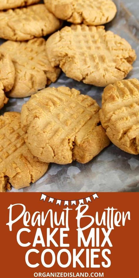 Cake Mix Peanut Butter Cookies, Peanut Butter Cake Mix Cookies, Cookies With Cake Mix, Cake Cookies Recipe, Cake Box Cookies, Quick Cookies, Cake Mix Desserts, Classic Cookies Recipes, Easy Peanut Butter Cookies