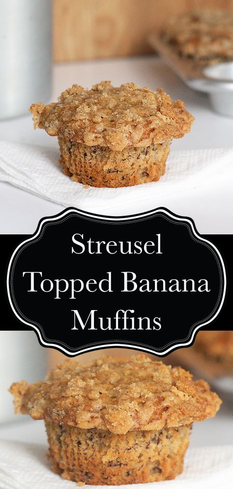 Cinnamon Crunch Banana Muffins, Banana Muffins Streusel Topping, Banana Muffins With Streusel Topping, Light Banana Muffins, Banana Strudel Muffins, Banana Muffin Tops, Banana Muffins With Crumb Topping, Banana Crumble Muffins, Sour Cream Banana Muffins