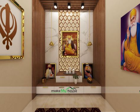 Small Home Mandir Room Design Mandir In Room Ideas, Babaji Room Design, Baba Ji Room Design, Mandir Room Design, Mandir Ideas For Small Space, Room Cupboard Design, Puja Room Design Indian, Pooja Room Ideas Indian, Pooja Cabinet