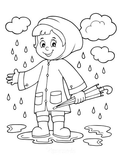 Rainy Day Coloring Pages Free Printable, Rainy Day Drawing For Kids Children, Rain Drawing For Kids, Raining Drawing, Rainy Day Coloring Pages, Rain Coloring Pages, Easter Coloring Pictures, Rainy Day Drawing, Children Coloring Pages