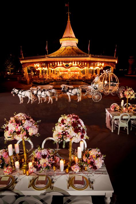 Disney World At Night, World At Night, Park Wedding Ceremony, Disneysea Tokyo, Wish Lanterns, Disney Princess Wedding, Night Time Wedding, Disney World Wedding, Disney Fine Art