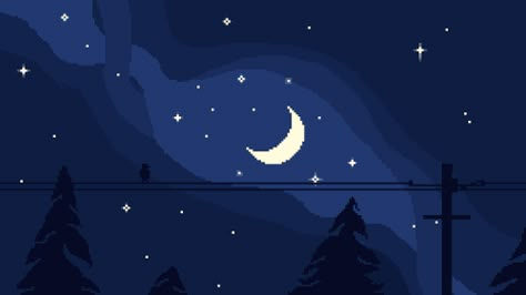 Night Sky Aesthetic, Pixel Art Landscape, Gif Background, Lil Skies, Pixel Art Background, Night Gif, Arte 8 Bits, 8bit Art, Cool Pixel Art