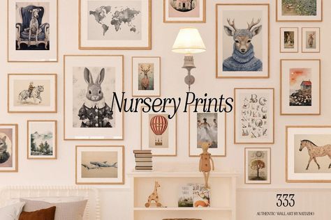 The Grand Gallery. 2222+ Prints | Background Graphics ~ Creative Market Neutral Nursery Art, Gallery Wall Nursery, Vintage Nursery Decor, Neutral Print, Nursery Room Inspiration, Woodland Decor, Earth Art, Vintage Nursery, Art Storage