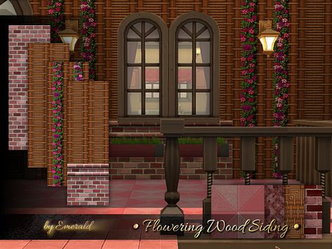 The Sims Resource - Flowering Wood Siding Sims 4 Cc Walls, Chevron Wallpaper, Sims 4 Downloads, Stone Siding, Wood Siding, Sims 4 Build, Sims 4 Game, Sims 4 Cc, The Sims Resource