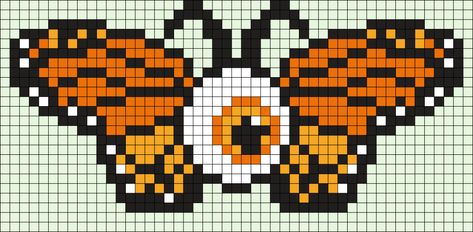 Monarch Butterfly Eye Perler Bead Pattern | Bead Sprites | Misc Fuse Bead Patterns Butterfly Beads Pattern, Monarch Butterfly Perler Bead Pattern, Eye Perler Bead Patterns, Pixel Bee Art, Perler Bead Bee Pattern, Orange Perler Bead Patterns, Insect Perler Bead Patterns, Perler Bead Butterfly Patterns, Stained Glass Perler Bead Patterns