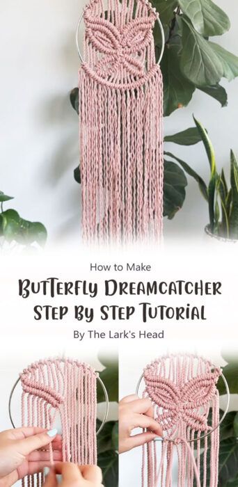 Macrame Free Patterns, Macrame Patterns Beginner Step By Step, Macrame Butterfly Tutorial, Macrame Tutorial Beginner, Wire Wreaths, Butterfly Dreamcatcher, Macrame Butterfly, Macrame Instructions, Dreamcatcher Diy