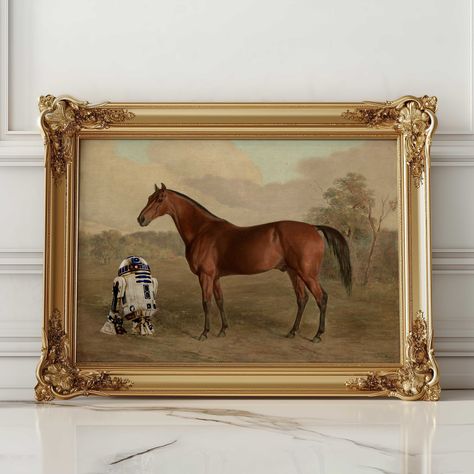 Altered Art, Vintage Horse Painting, Antique Equestrian Print, Farmhouse Decor, Animal Oil Painting, Rustic Fine Art, Funny Horse Print Animal Oil Painting, Art Altéré, Horse Oil Painting, Painted Horses, Equestrian Art, Funny Horse, Art Funny, Vintage Horse, Horse Print